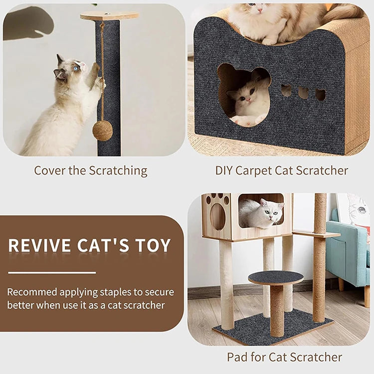 Self-Adhesive Cat Scratch Mat Durable Sisal Furniture Protector DIY Customizable Cat Scratching Pad for Couch Sofa Protection