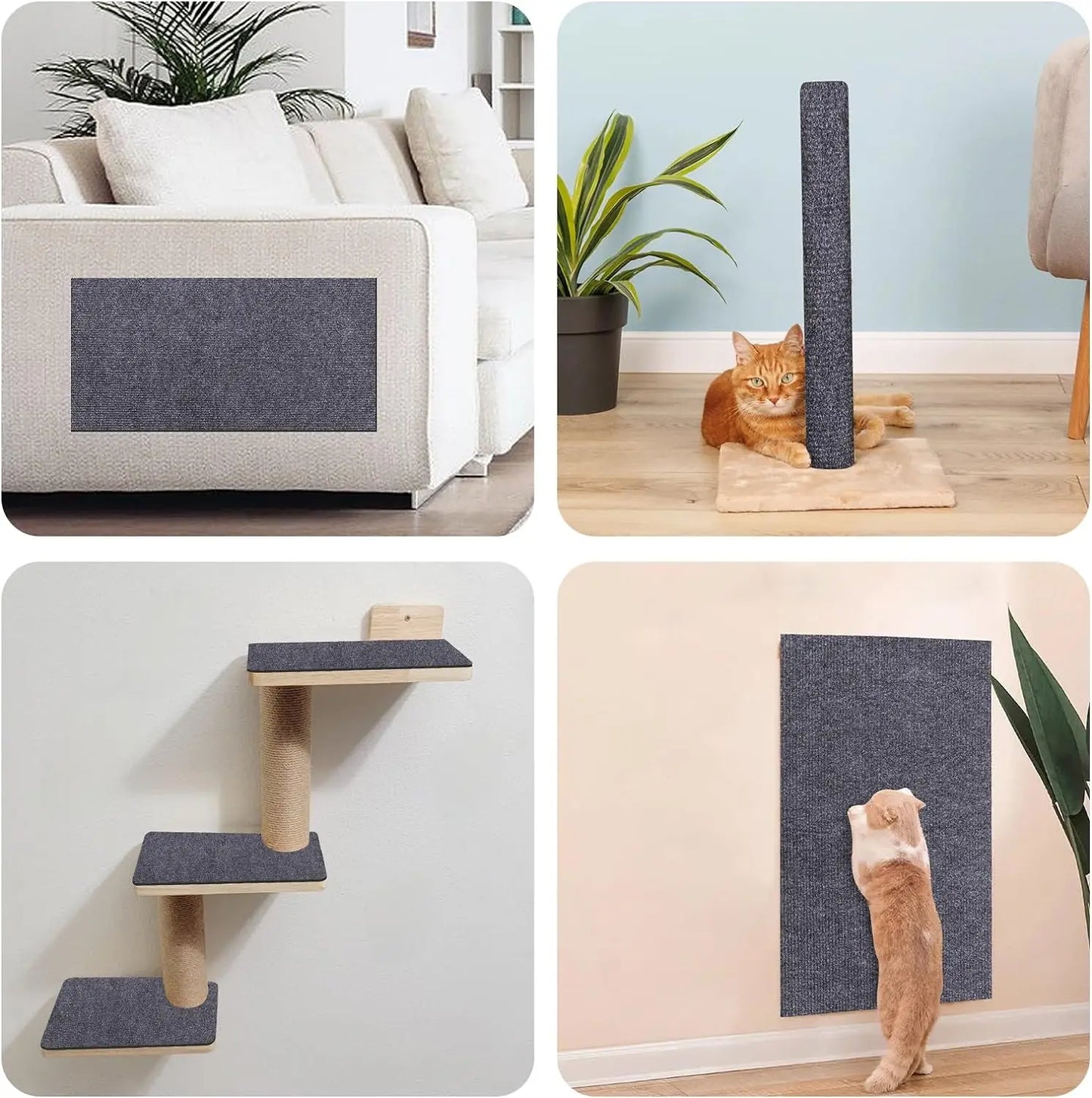 Self-Adhesive Cat Scratch Mat Durable Sisal Furniture Protector DIY Customizable Cat Scratching Pad for Couch Sofa Protection