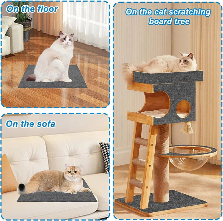 Self-Adhesive Cat Scratch Mat Durable Sisal Furniture Protector DIY Customizable Cat Scratching Pad for Couch Sofa Protection