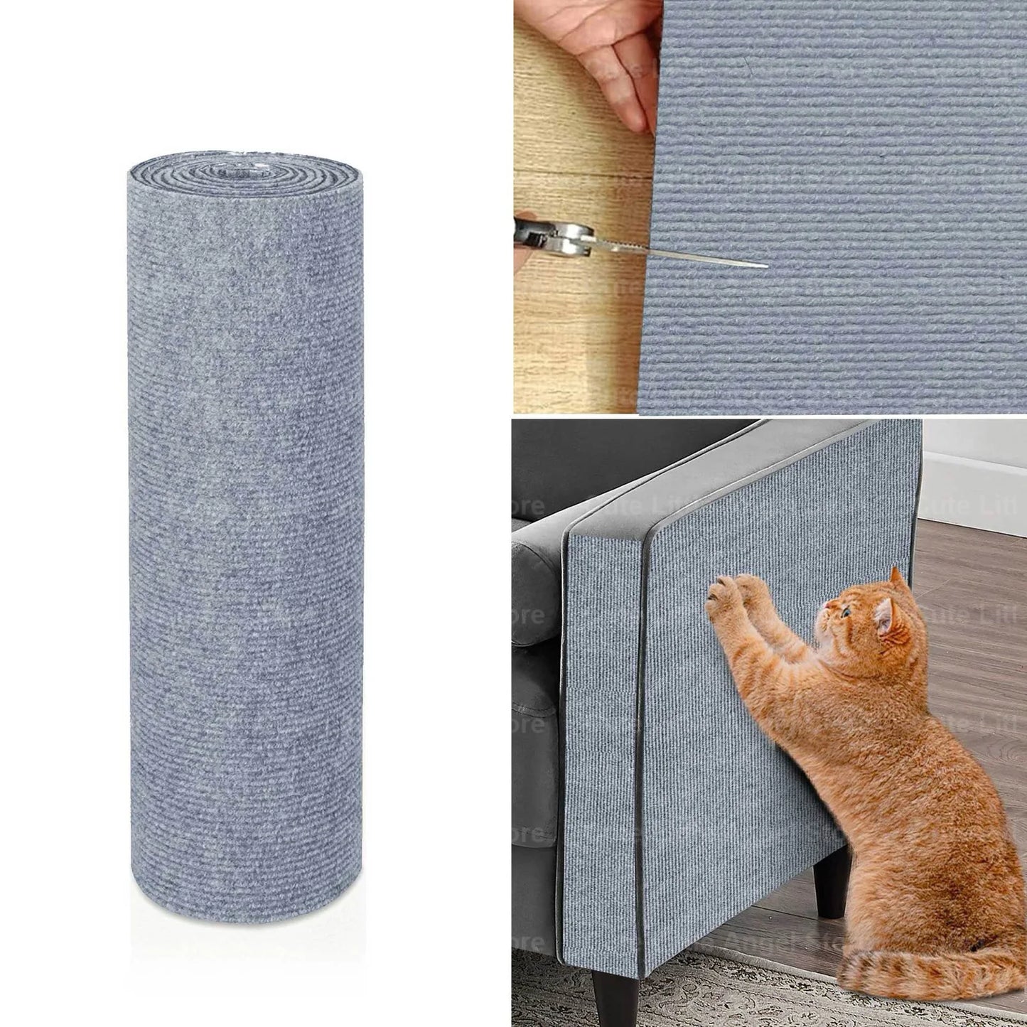 Self-Adhesive Cat Scratch Mat Durable Sisal Furniture Protector DIY Customizable Cat Scratching Pad for Couch Sofa Protection