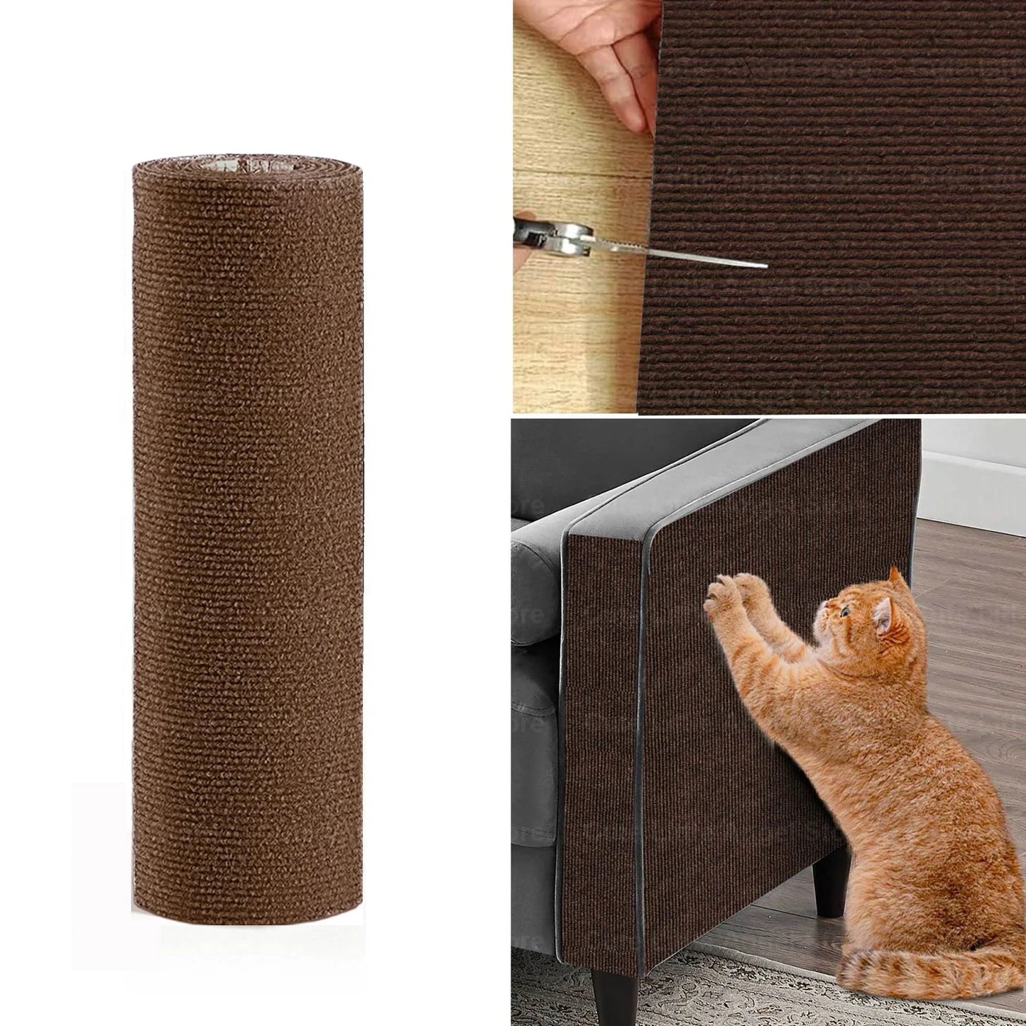 Self-Adhesive Cat Scratch Mat Durable Sisal Furniture Protector DIY Customizable Cat Scratching Pad for Couch Sofa Protection