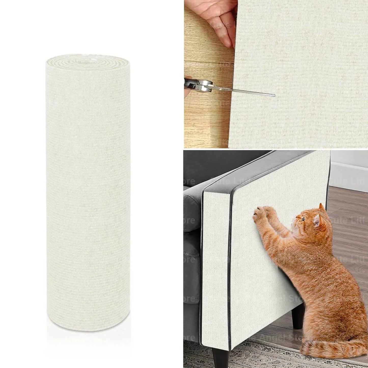 Self-Adhesive Cat Scratch Mat Durable Sisal Furniture Protector DIY Customizable Cat Scratching Pad for Couch Sofa Protection