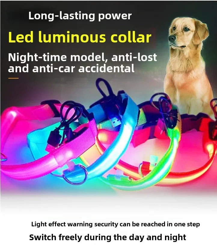 Reflective LED Dog Collar for Night Safety - Durable, Geometric Patterned, Battery-Powered, Ideal for Small/Medium Breeds