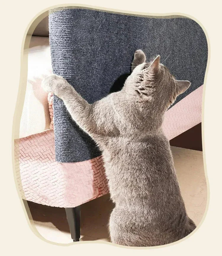 Self-Adhesive Cat Scratch Mat Durable Sisal Furniture Protector DIY Customizable Cat Scratching Pad for Couch Sofa Protection