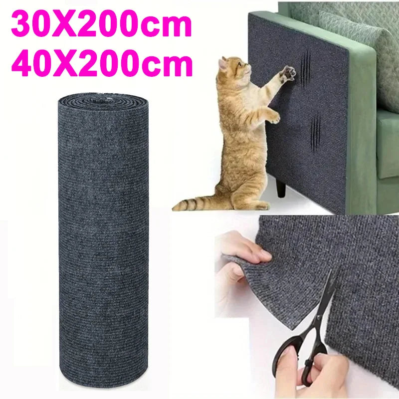 Self-Adhesive Cat Scratch Mat Durable Sisal Furniture Protector DIY Customizable Cat Scratching Pad for Couch Sofa Protection