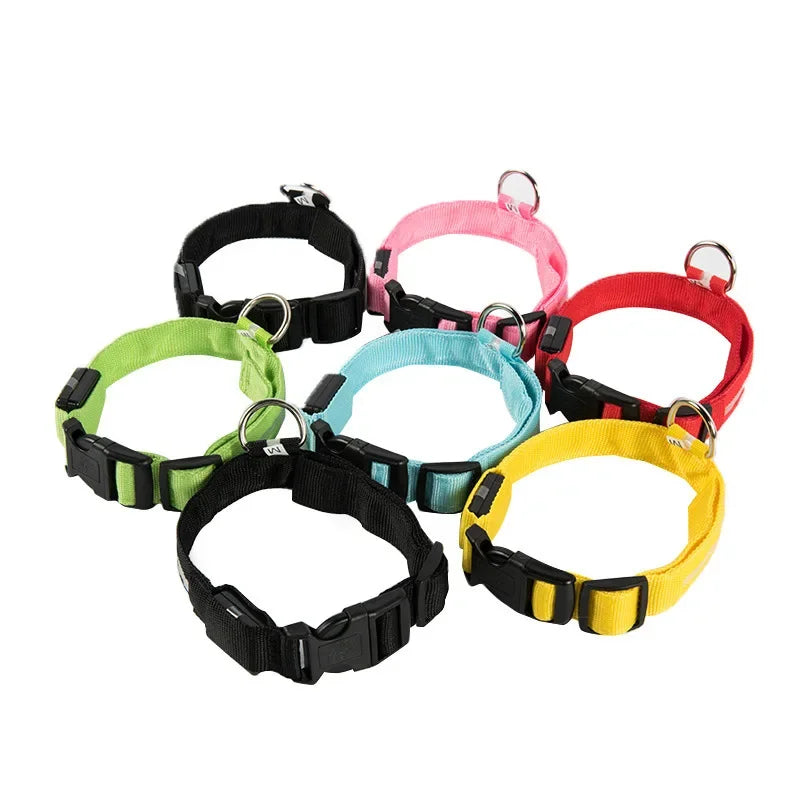 Reflective LED Dog Collar for Night Safety - Durable, Geometric Patterned, Battery-Powered, Ideal for Small/Medium Breeds