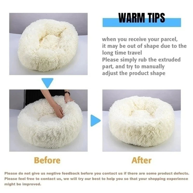 Round Dog Bed Winter Warm Cat Bed Plush Basket for Dog Washable Pet Bed for Small Medium Large Dog Sofa Cat