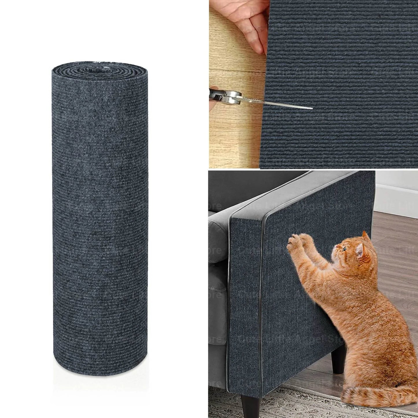 Self-Adhesive Cat Scratch Mat Durable Sisal Furniture Protector DIY Customizable Cat Scratching Pad for Couch Sofa Protection