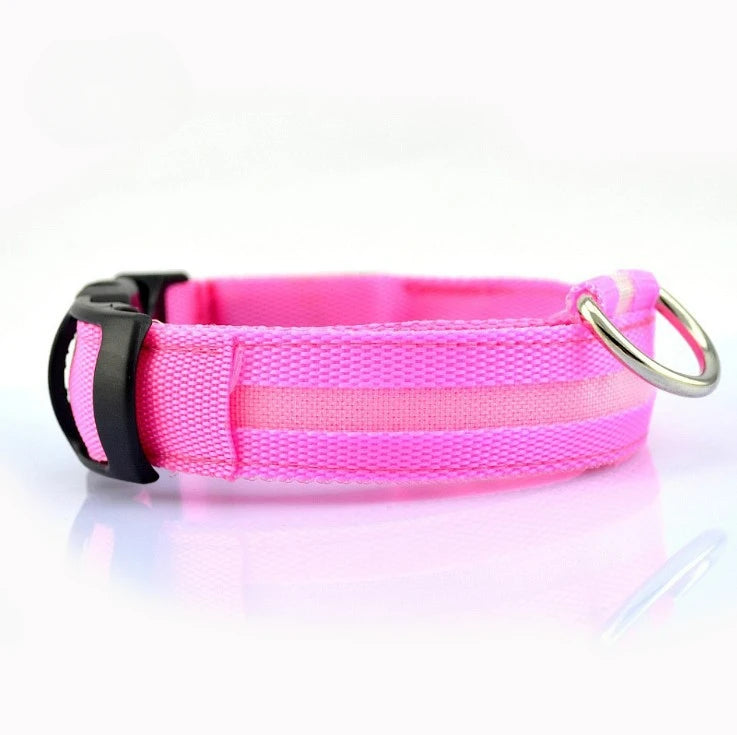 Reflective LED Dog Collar for Night Safety - Durable, Geometric Patterned, Battery-Powered, Ideal for Small/Medium Breeds