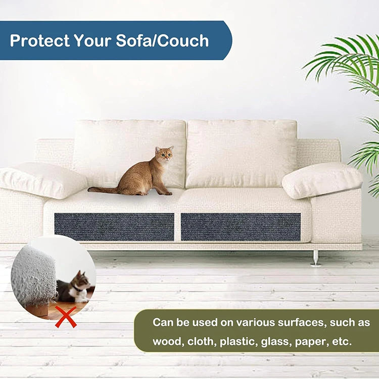 Self-Adhesive Cat Scratch Mat Durable Sisal Furniture Protector DIY Customizable Cat Scratching Pad for Couch Sofa Protection