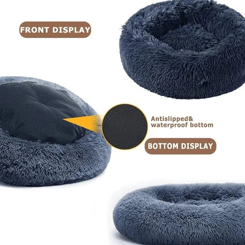 Round Dog Bed Winter Warm Cat Bed Plush Basket for Dog Washable Pet Bed for Small Medium Large Dog Sofa Cat