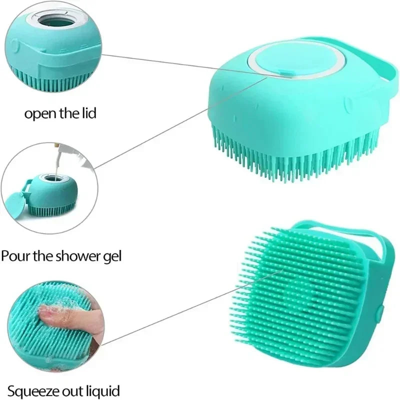 Pet Bathing Brush Soft Silicone Massager Brush Shower Gel Bathing Brush Clean Tools Comb Dog Cat Cleaning Grooming Supplies