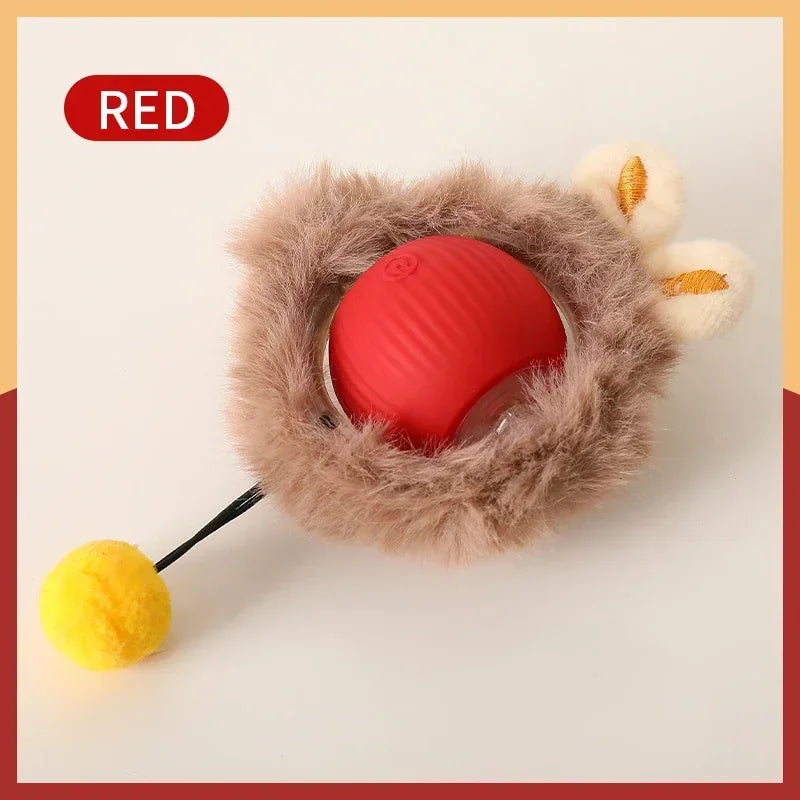 Cat Interactive Ball Toys Automatic Rolling Ball Faux Tail Rechargeable Smart Pet Electric Toy Dog Cat Training Imitate Mouse