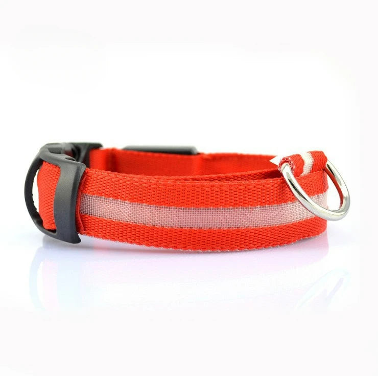 Reflective LED Dog Collar for Night Safety - Durable, Geometric Patterned, Battery-Powered, Ideal for Small/Medium Breeds