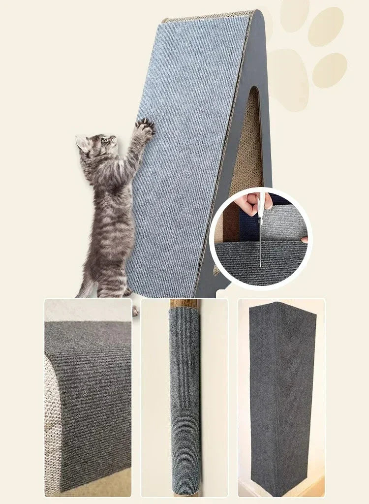 Self-Adhesive Cat Scratch Mat Durable Sisal Furniture Protector DIY Customizable Cat Scratching Pad for Couch Sofa Protection