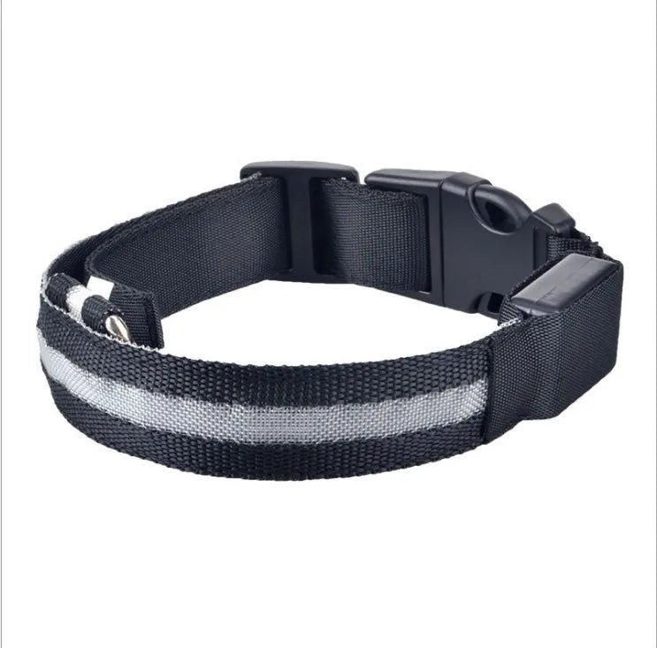 Reflective LED Dog Collar for Night Safety - Durable, Geometric Patterned, Battery-Powered, Ideal for Small/Medium Breeds