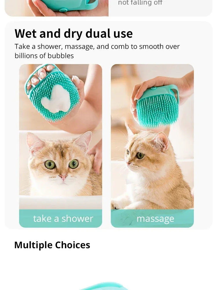 Pet Bathing Brush Soft Silicone Massager Brush Shower Gel Bathing Brush Clean Tools Comb Dog Cat Cleaning Grooming Supplies